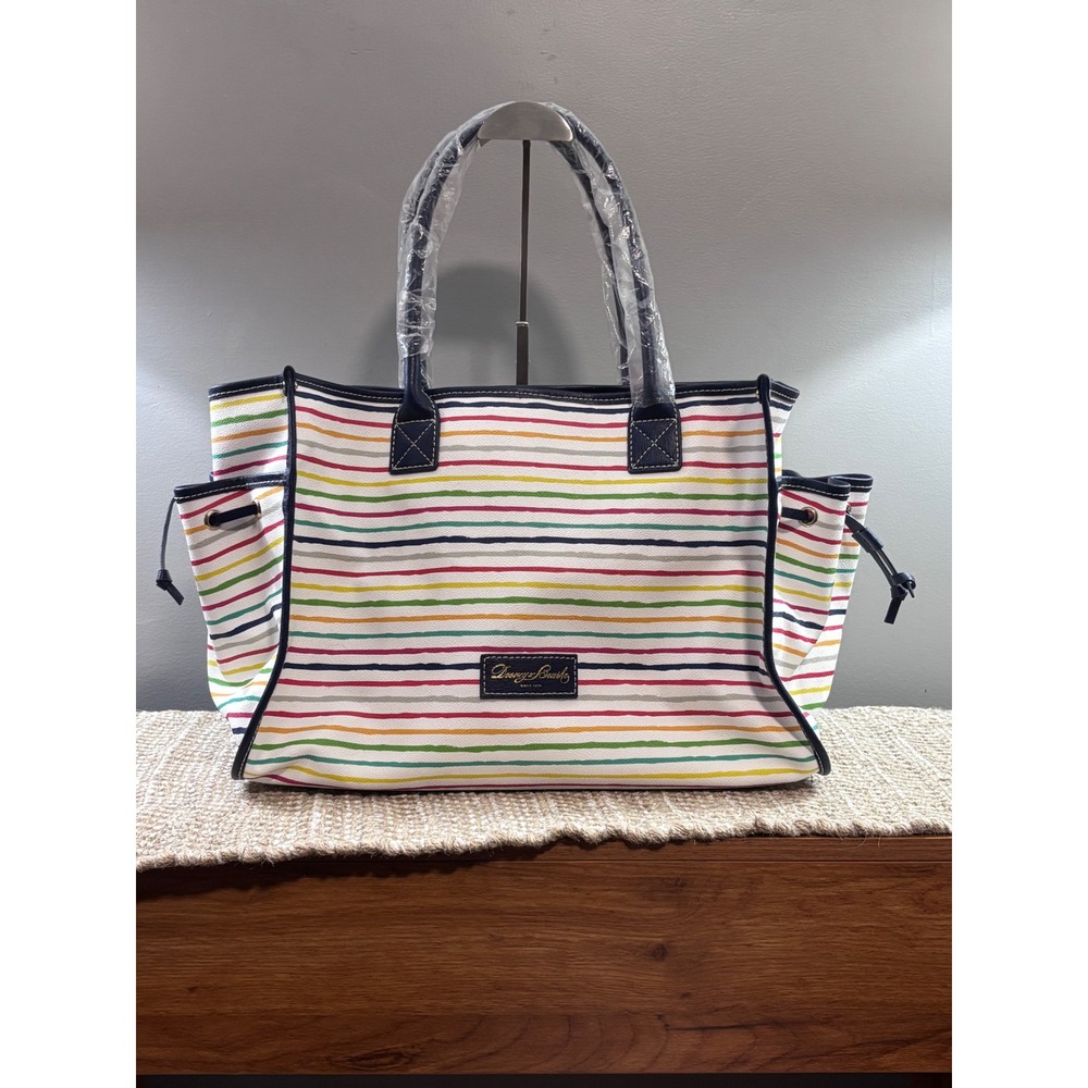 NWT Dooney & Bourke Watercolor Stripe Medium Tote Bag Multicolor